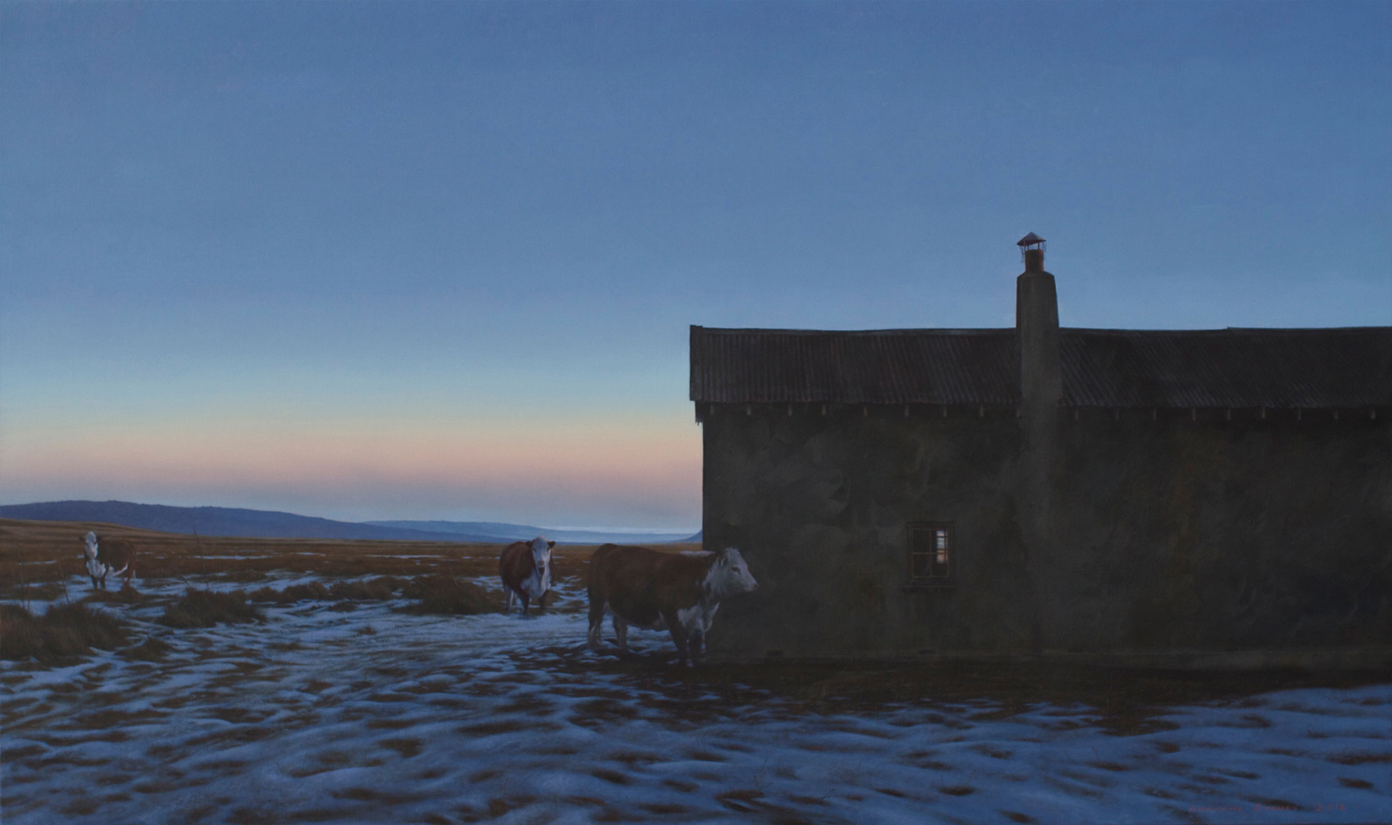 Dusk at the Shearer’s Kitchen. Oil on Linen. 610 x 1220 mm. 2016. Private Collection.